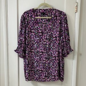 Jones New York Purple Floral Blouse